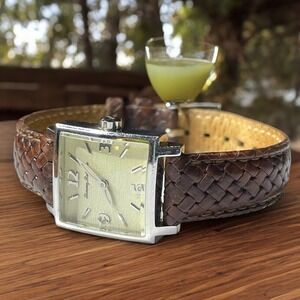 Vintage Tommy Bahama Watch Ladies Sterling Silver Leather Swiss w/ Case - Works